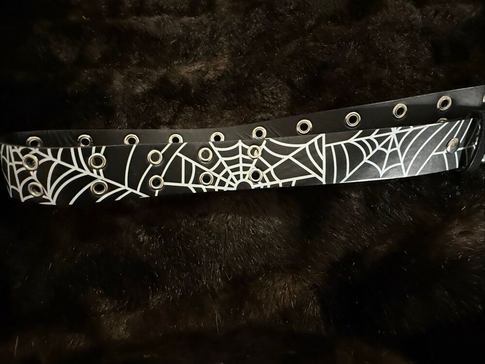 Spencer's Black and White Spider Web Belt Halloween M